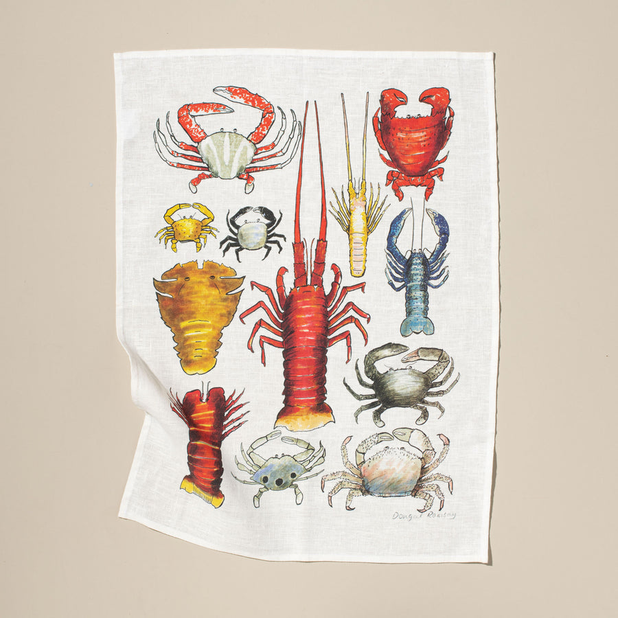 Aussie Crustacean Crab Tea Towel - White
