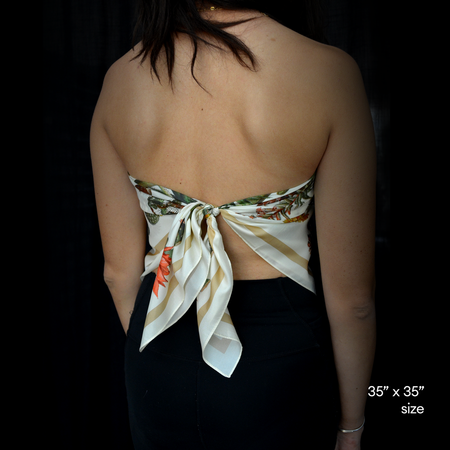 100% Silk Scarf Botanical Cactus Bandana Tapestry: 17