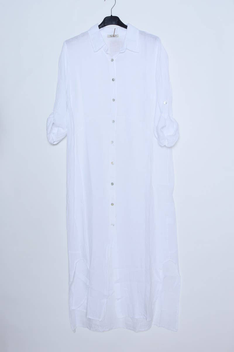 Lea & Luc linen long shirt dress : Blue jeans