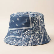 Paisley Pattern Reversible Safari Bucket Hat: WHITE / One Size