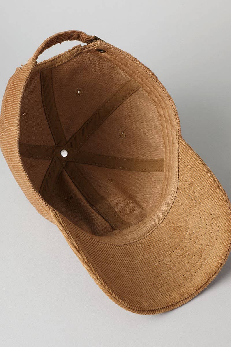 Corduroy Cotton Baseball Cap: Tan