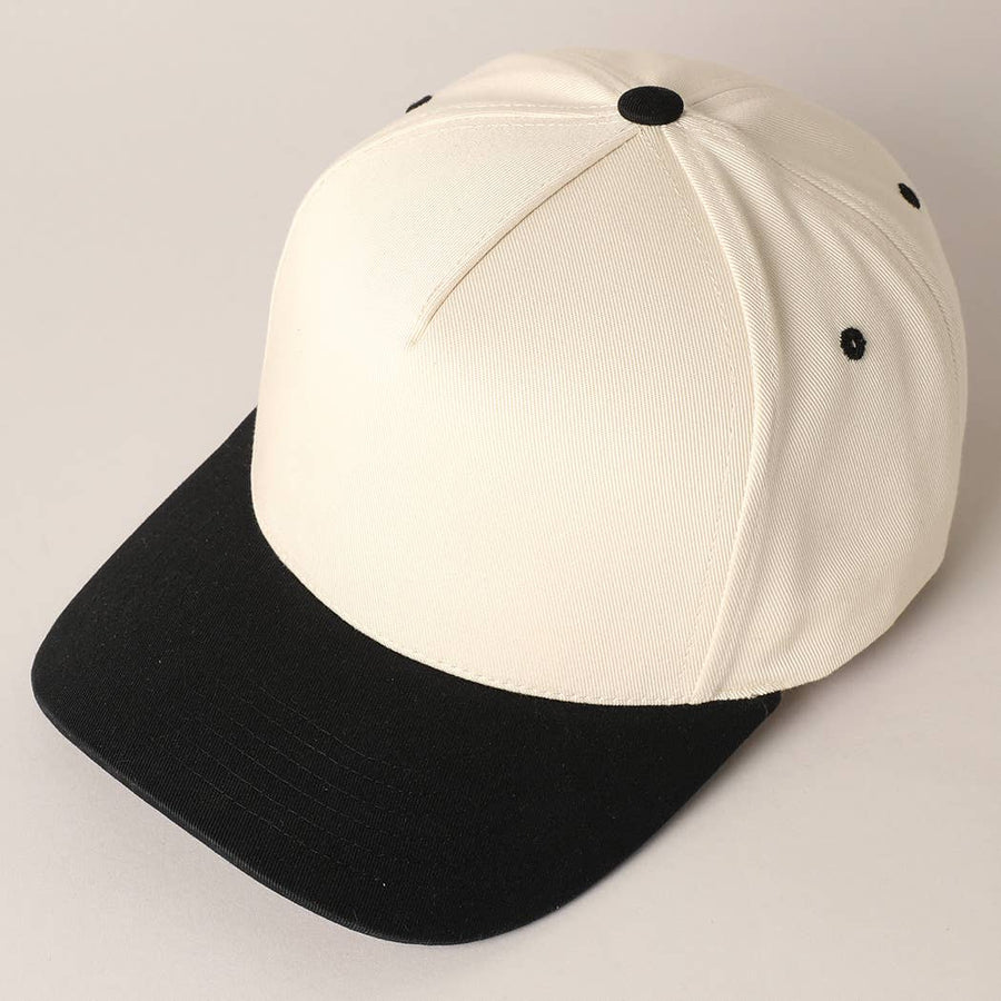 Plain Two Tone Canvas Cotton Baseball Cap : BGD / ONE SIZE