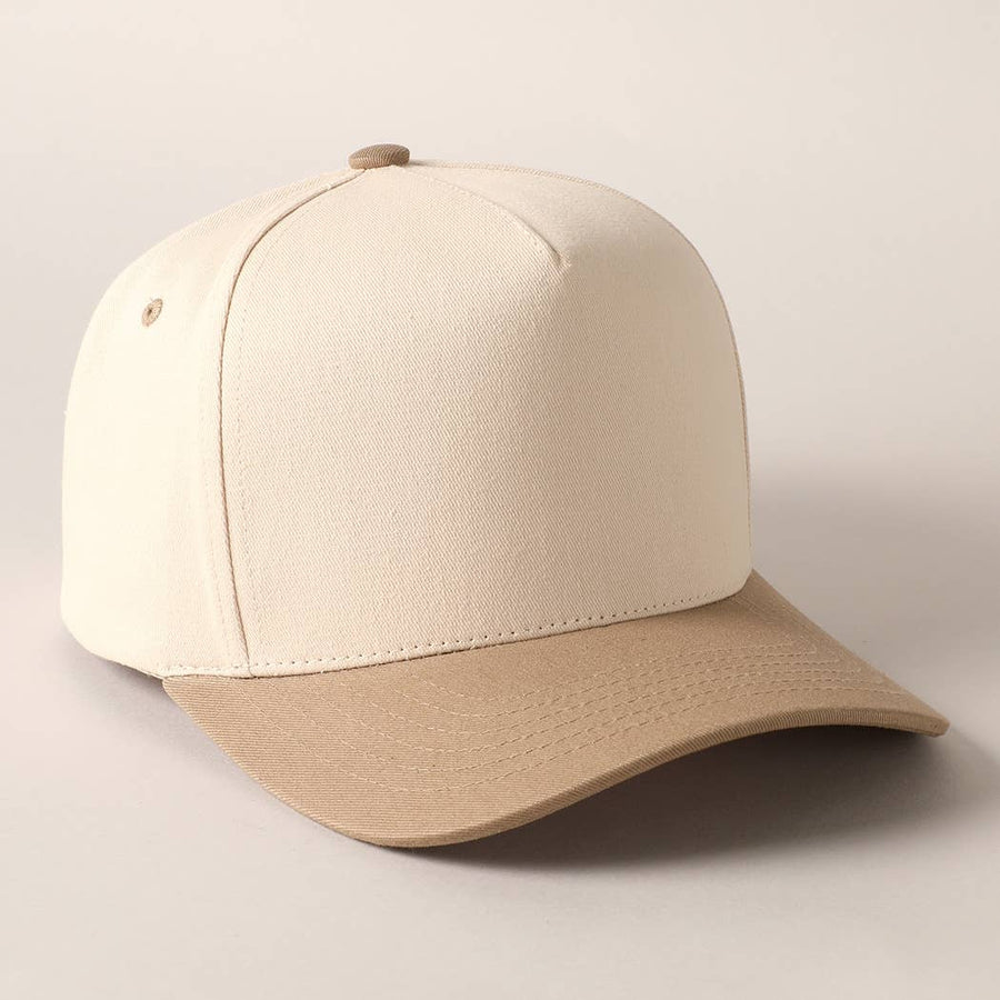 Plain Two Tone Canvas Cotton Baseball Cap : BGD / ONE SIZE