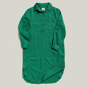 Ladies Linen shirt dress- Forrest Green