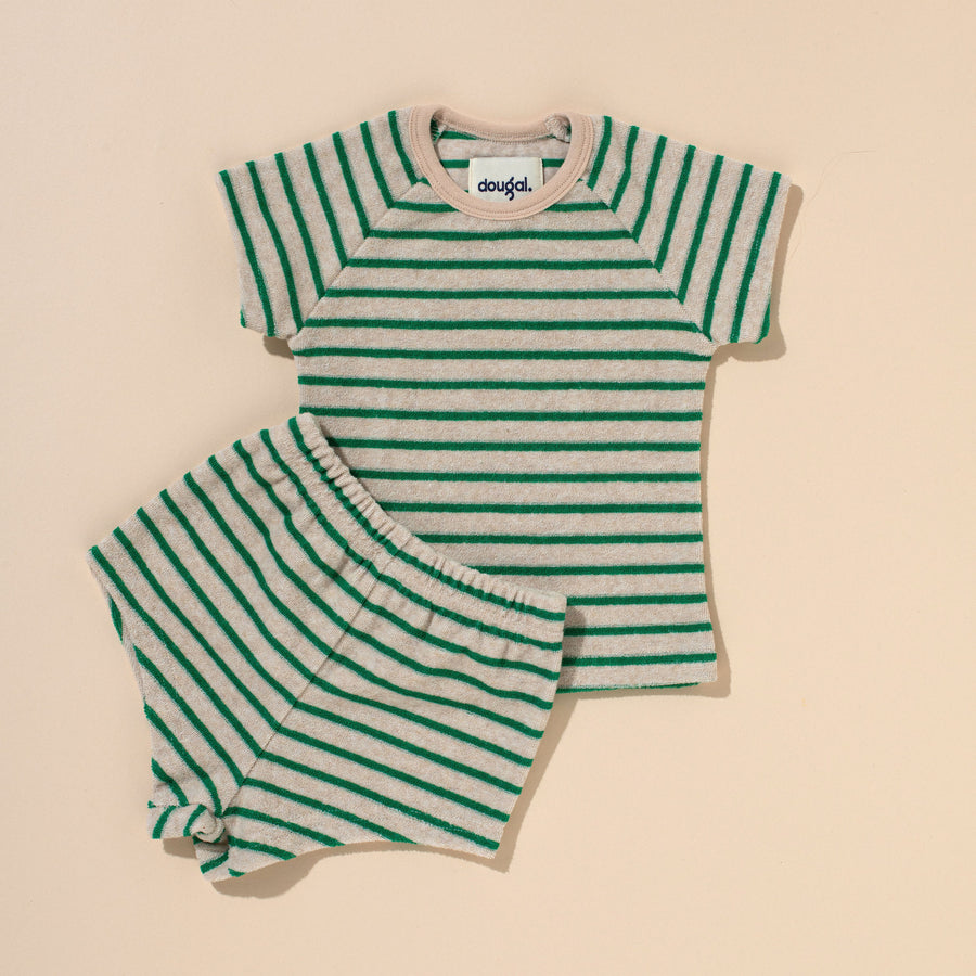Baby Stripe Terry Shorts - Green