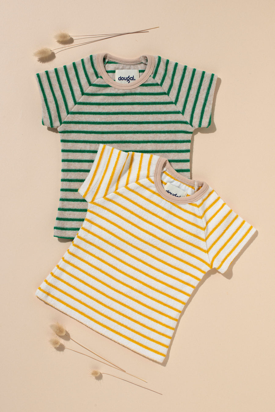 Baby Stripe Terry Shorts - Yellow