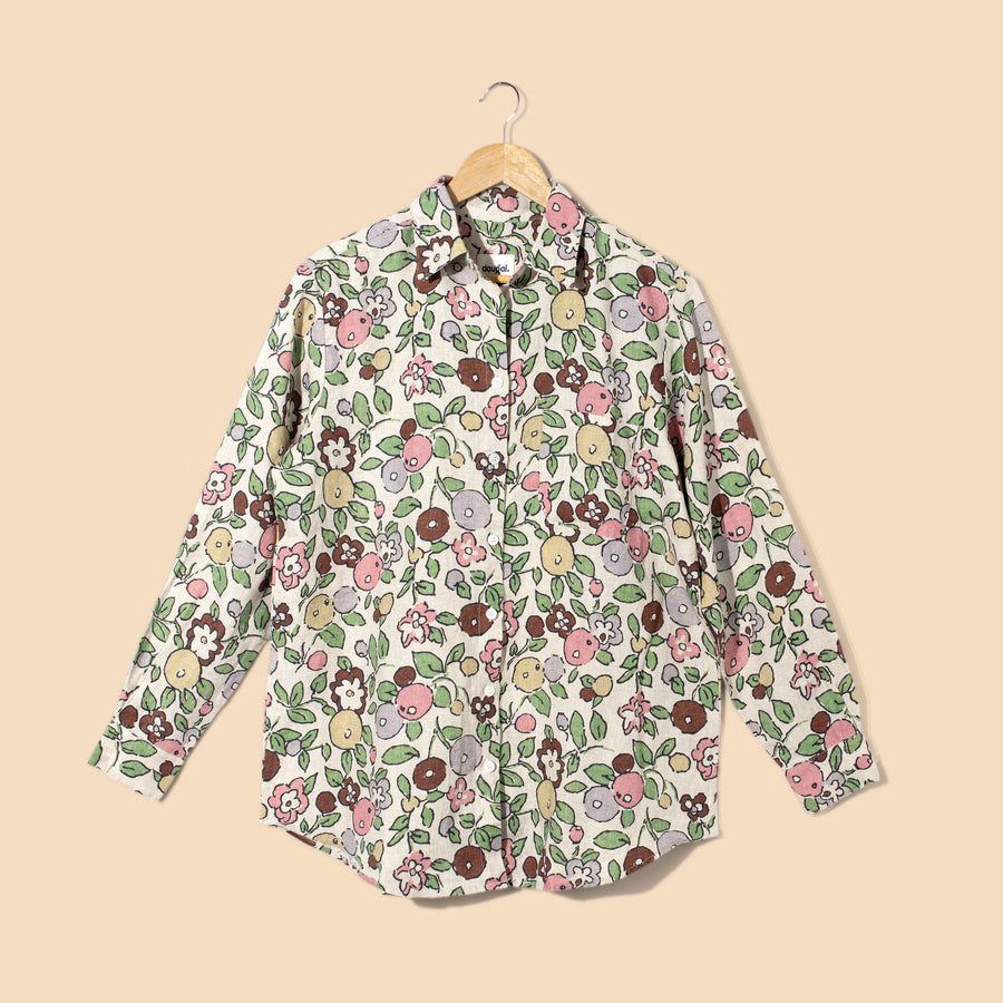 Ladies Linen Long Sleeve Shirt - Floral