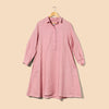 Ladies Linen Shirt Dress - Pink