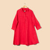 Ladies Linen Shirt Dress - Red