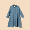 Ladies Linen Shirt Dress - Blue