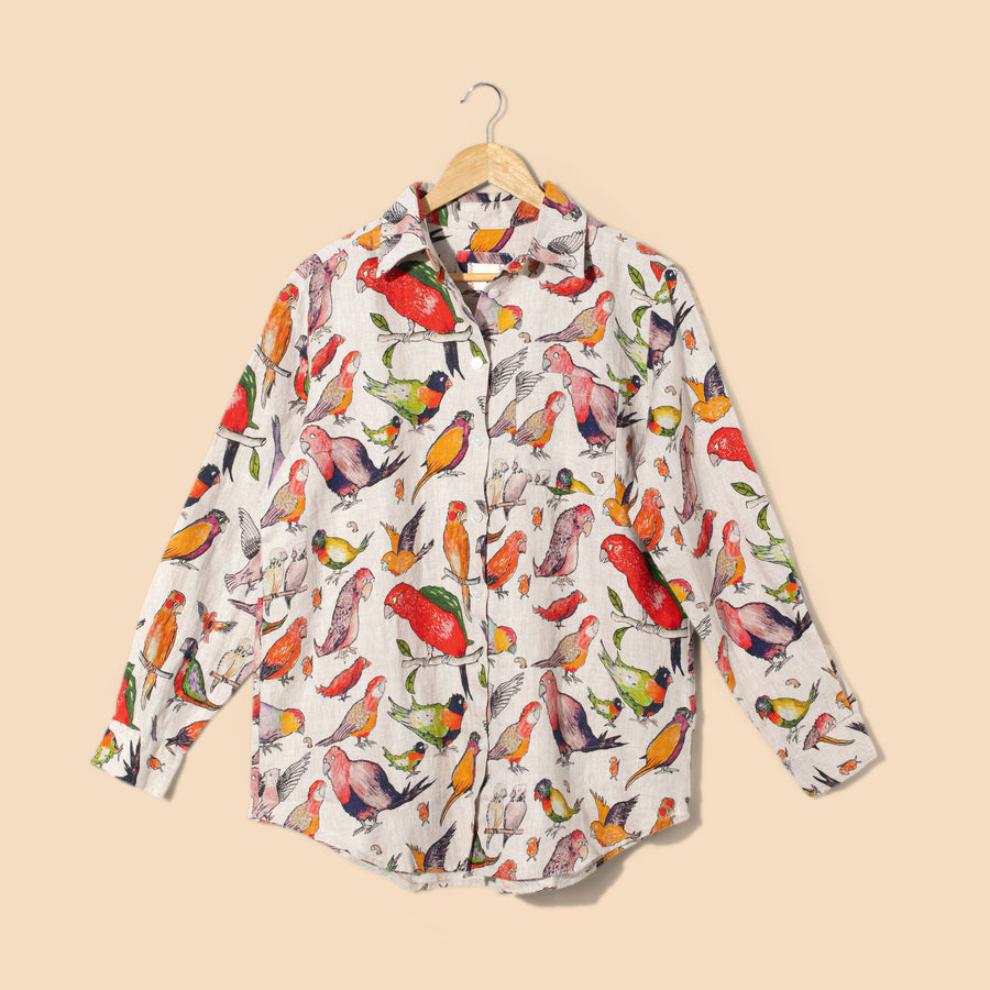 Ladies Linen Long Sleeve Shirt - Rosella