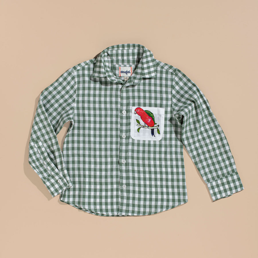 Dougal Kids Gingham Shirt - Green
