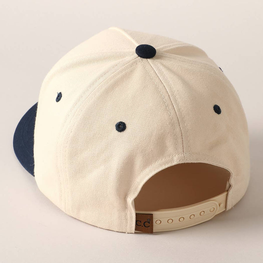 Plain Two Tone Canvas Cotton Baseball Cap : BGD / ONE SIZE