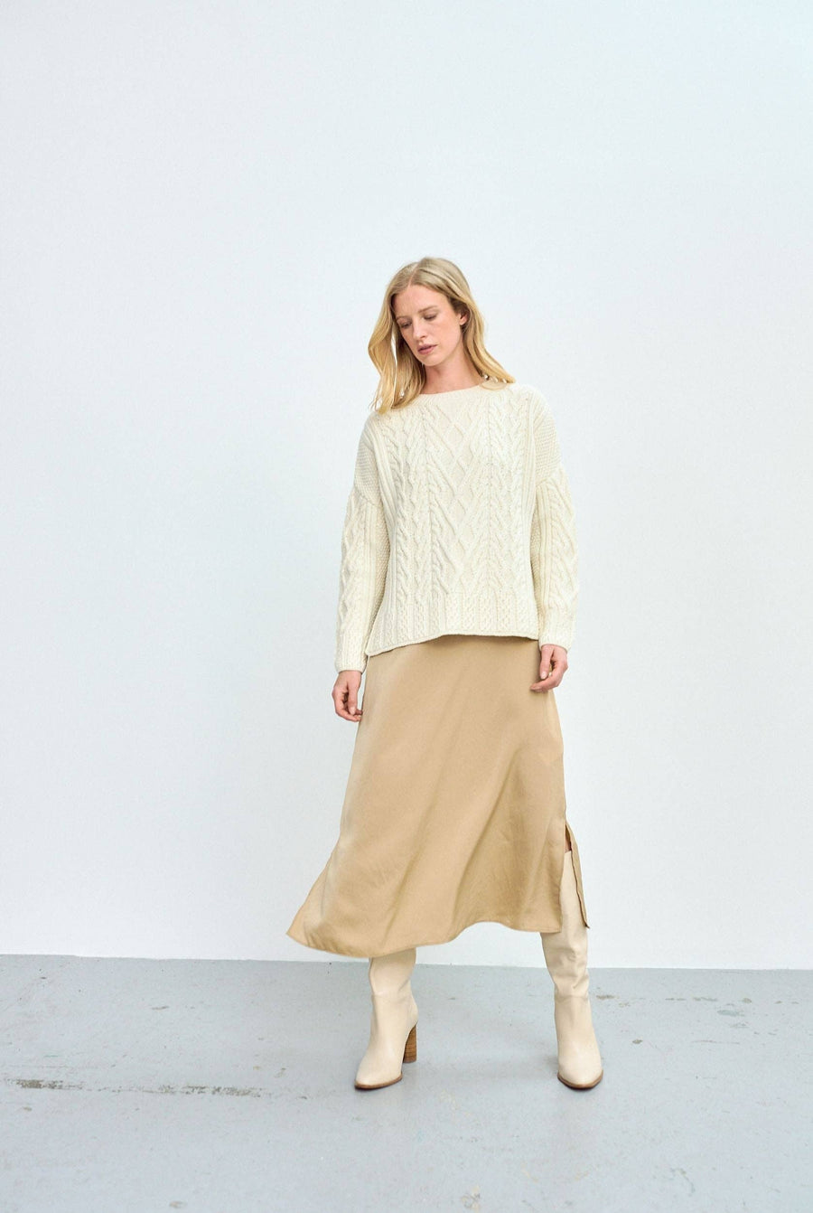 Aran Tully Box Sweater -  Cream