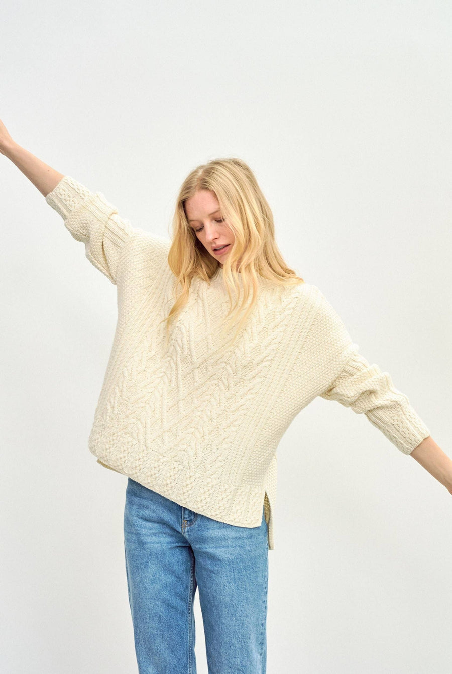Aran Tully Box Sweater -  Cream