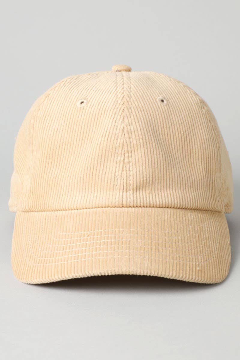 Corduroy Cotton Baseball Cap: Sand