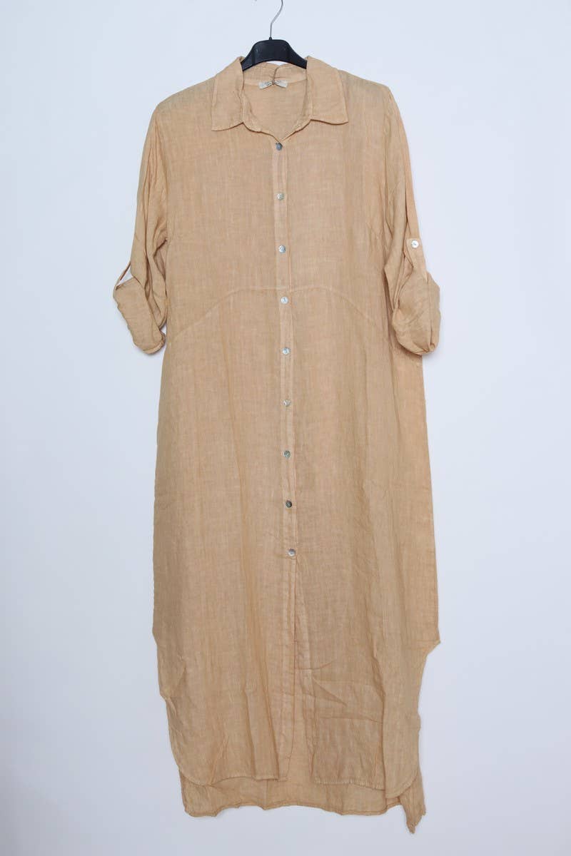 Lea & Luc linen long shirt dress : Blue jeans