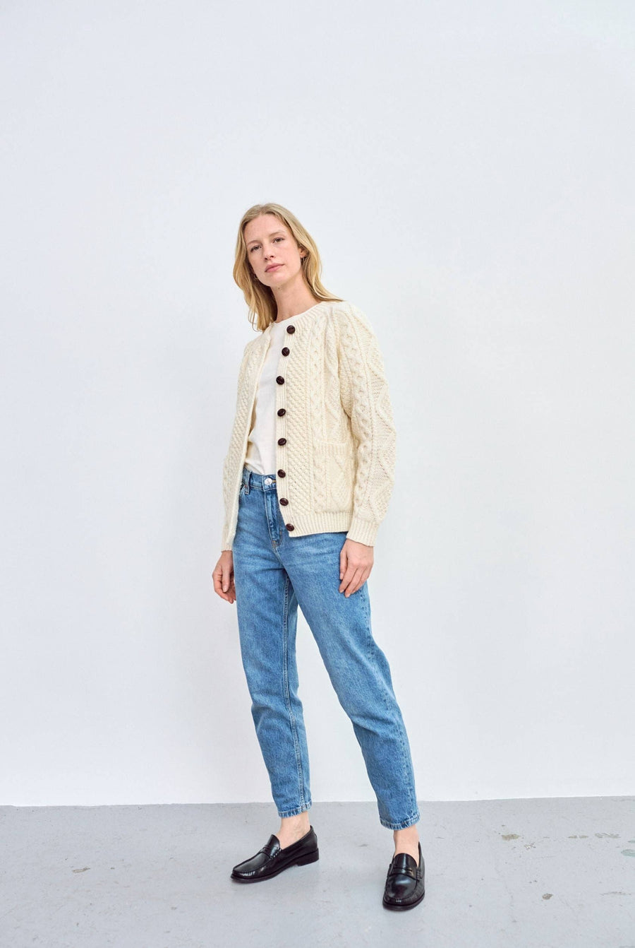 Aran Breaffy Cardigan - Cream