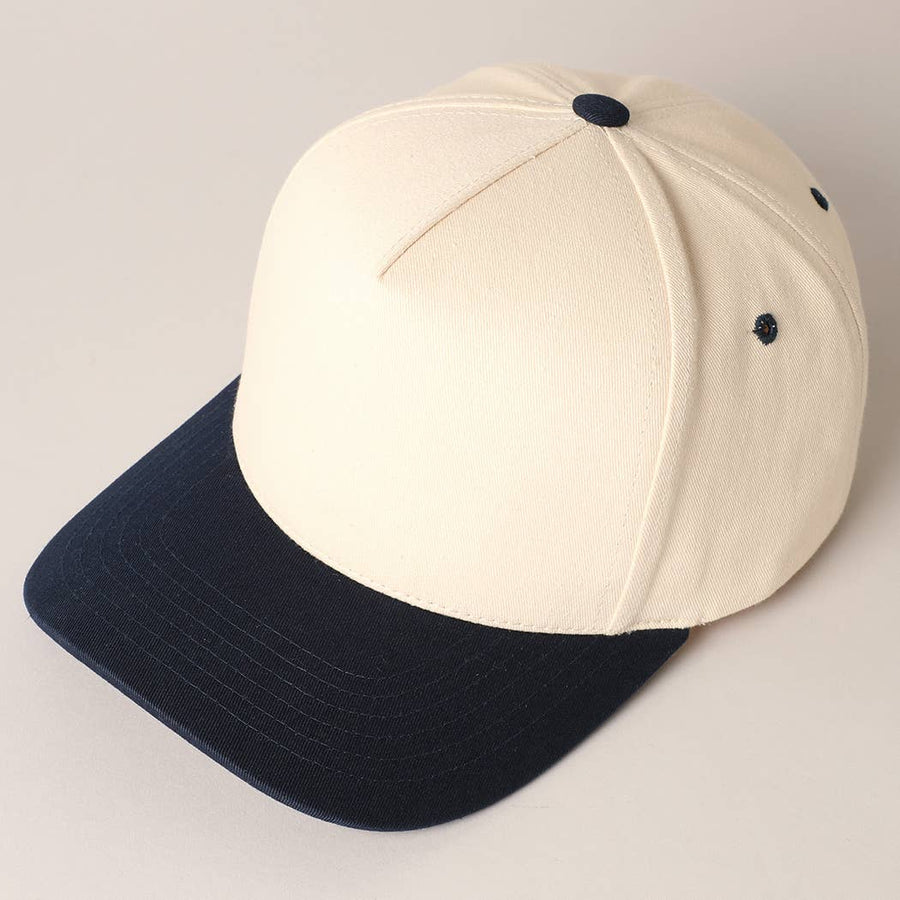 Plain Two Tone Canvas Cotton Baseball Cap : BGD / ONE SIZE