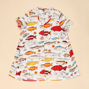 Ladies Linen Fish Frenzy V Dress