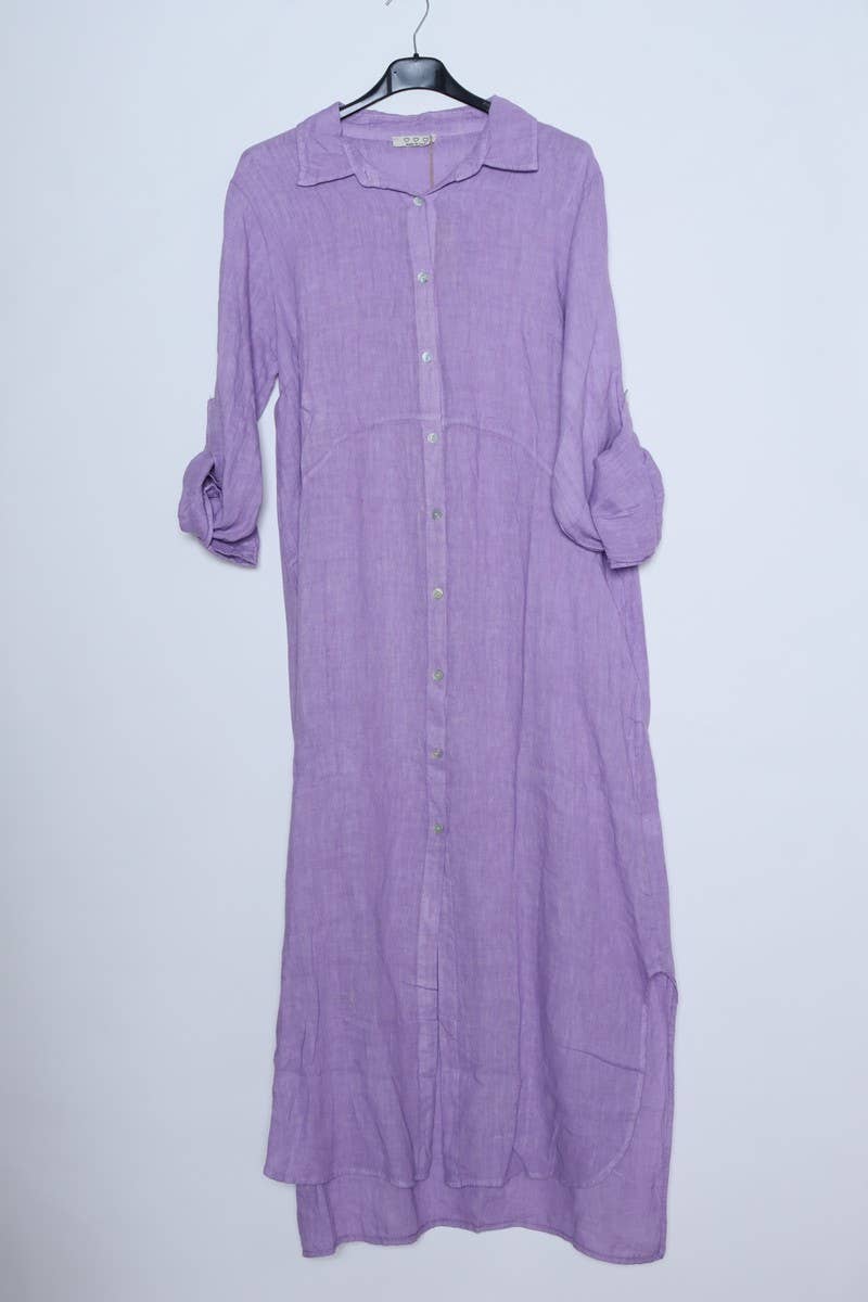 Lea & Luc linen long shirt dress : Blue jeans