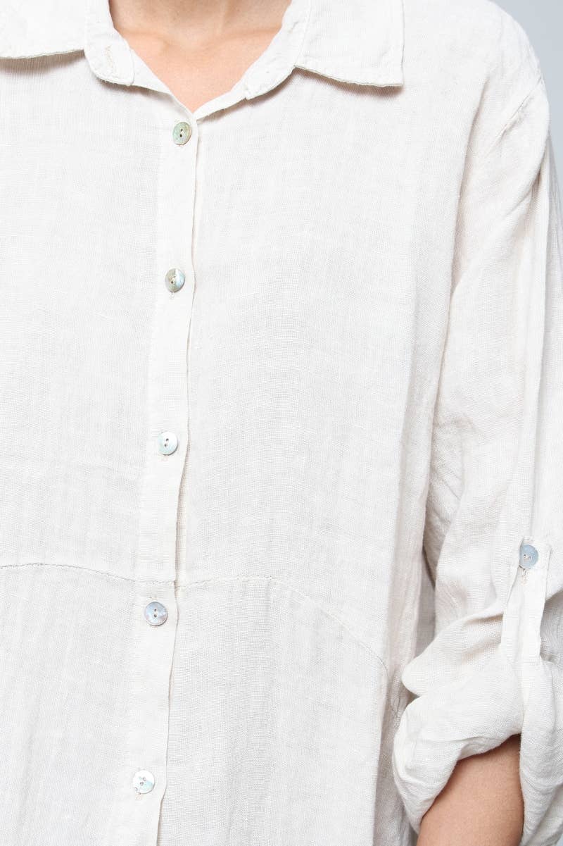 Lea & Luc linen long shirt dress : Blue jeans