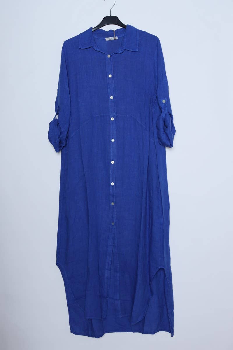 Lea & Luc linen long shirt dress : Blue jeans