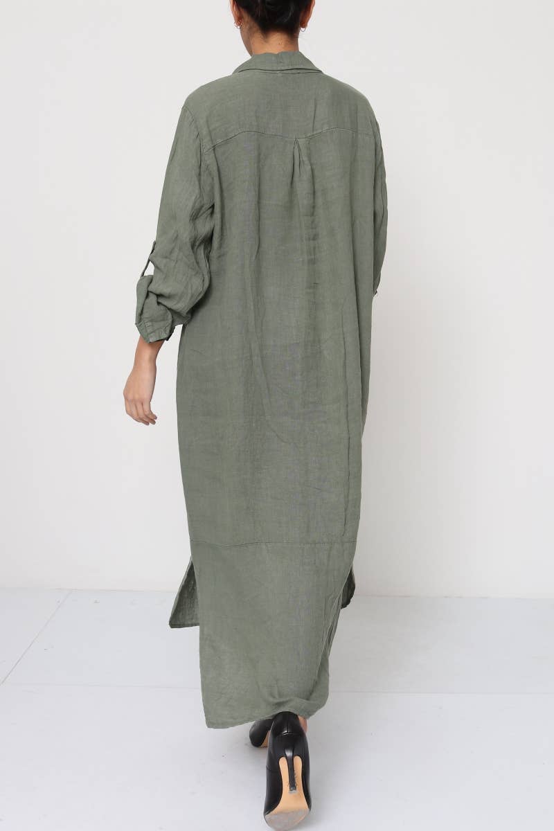 Lea & Luc linen long shirt dress : Blue jeans