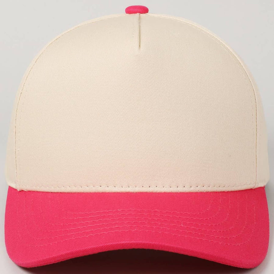 Plain Two Tone Canvas Cotton Baseball Cap : BGD / ONE SIZE