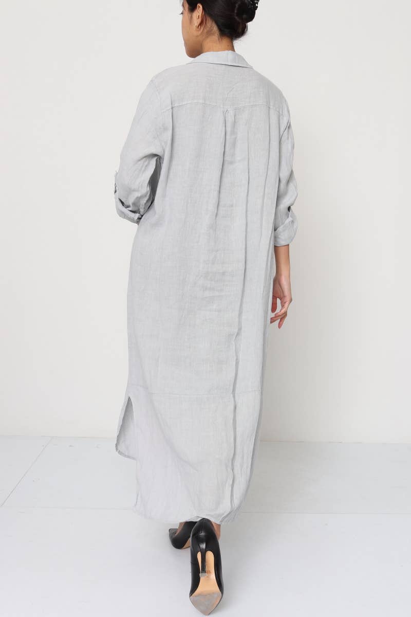 Lea & Luc linen long shirt dress : Blue jeans