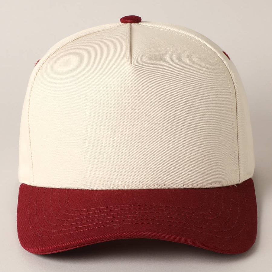 Plain Two Tone Canvas Cotton Baseball Cap : BGD / ONE SIZE