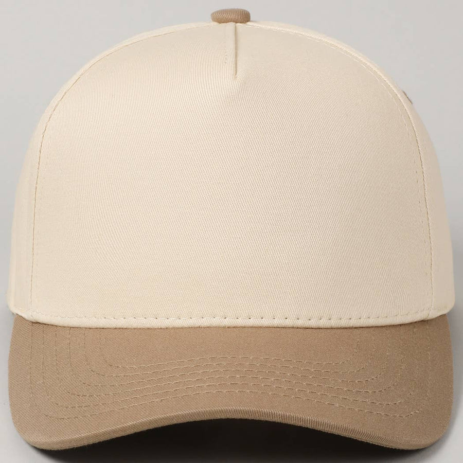 Plain Two Tone Canvas Cotton Baseball Cap : BGD / ONE SIZE