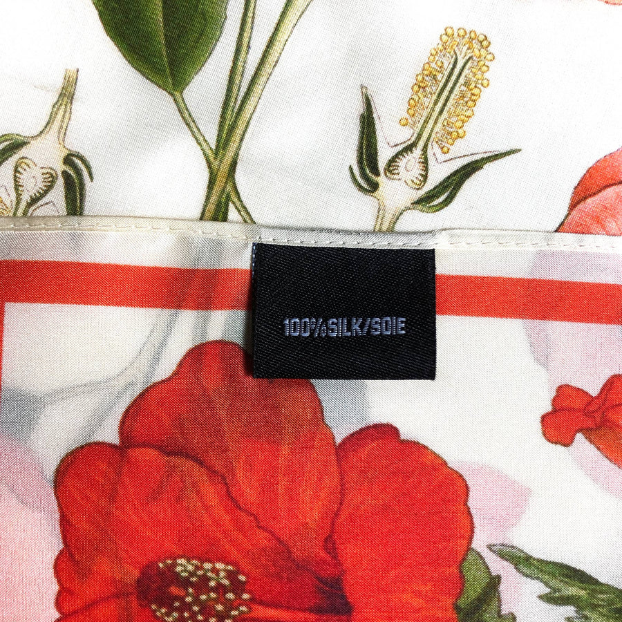 100% Silk Scarf Botanical Hibiscus Flower Bandana Tapestry: 17