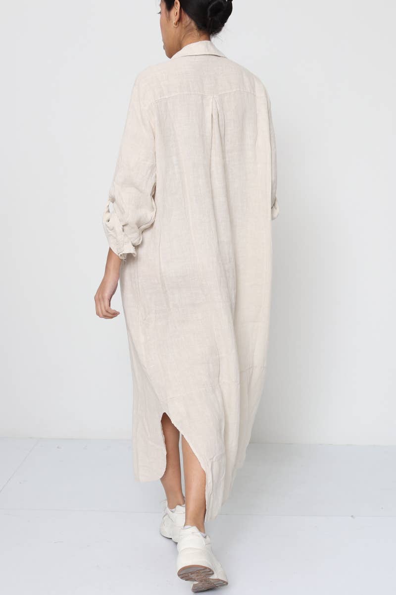 Lea & Luc linen long shirt dress : Blue jeans