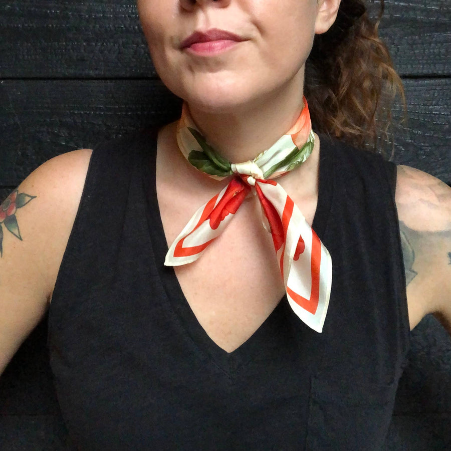 100% Silk Scarf Botanical Hibiscus Flower Bandana Tapestry: 17