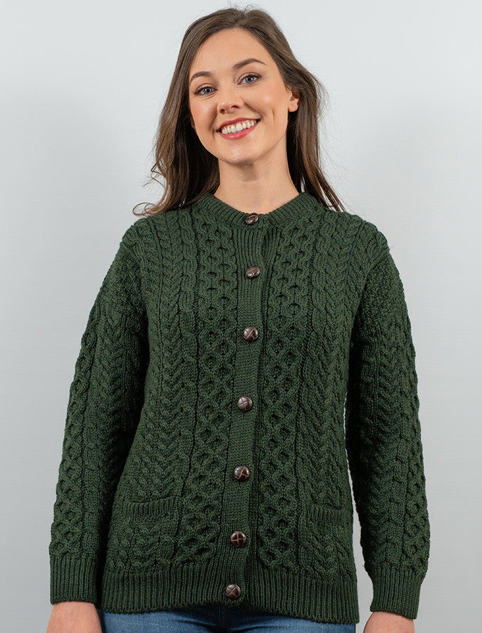 Aran Lumber Cardigan - Green