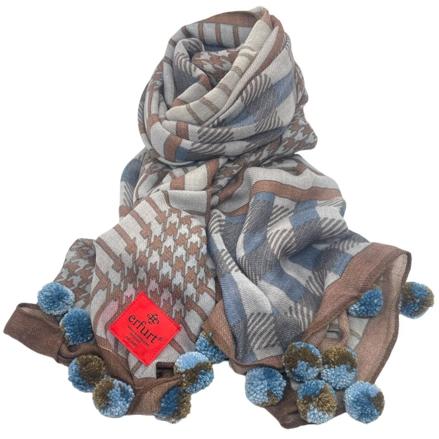 Erfurt Pom Pom Scarf - Navy