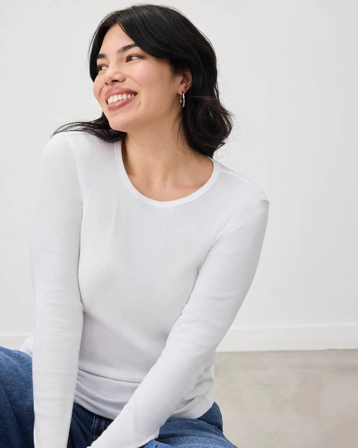 Splendid Classic Long Sleeve Crew - White