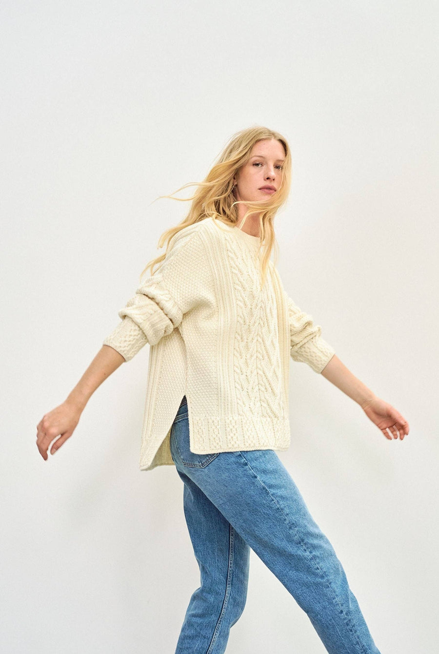 Aran Tully Box Sweater -  Cream