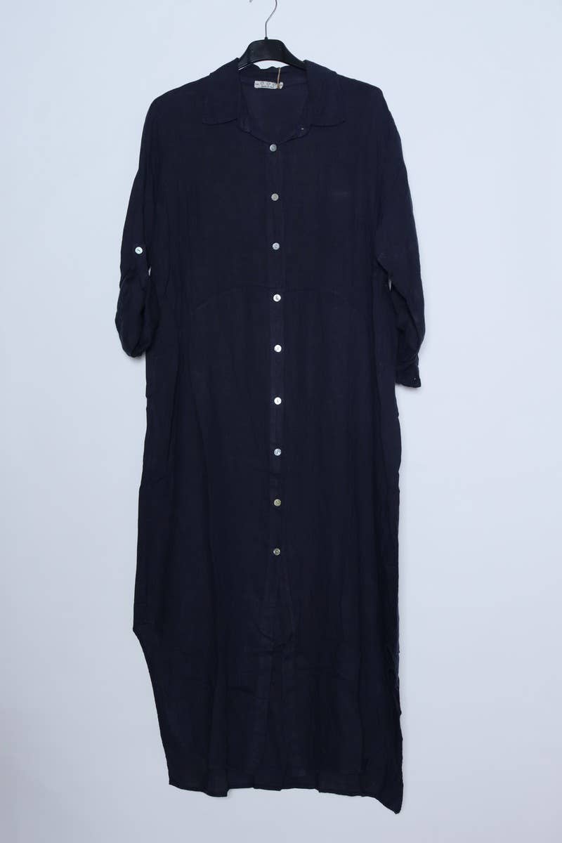 Lea & Luc linen long shirt dress : Blue jeans