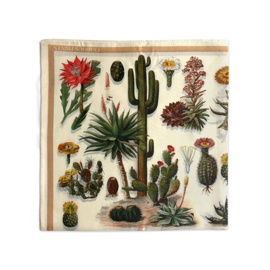 100% Silk Scarf Botanical Cactus Bandana Tapestry: 17