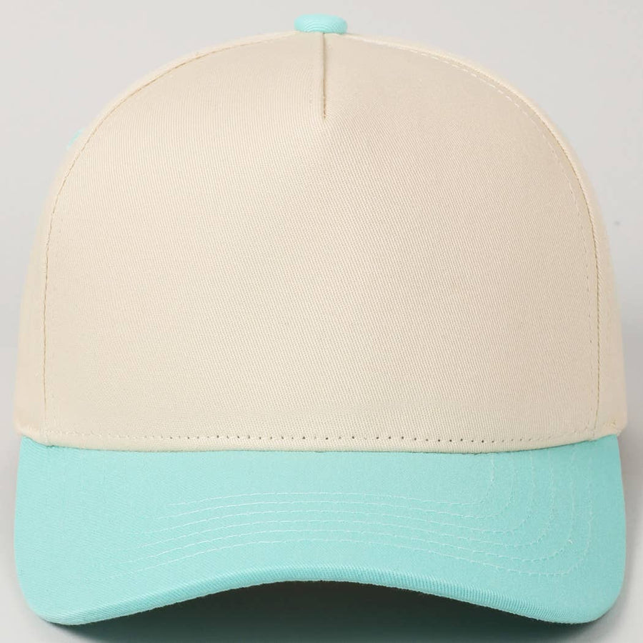 Plain Two Tone Canvas Cotton Baseball Cap : BGD / ONE SIZE