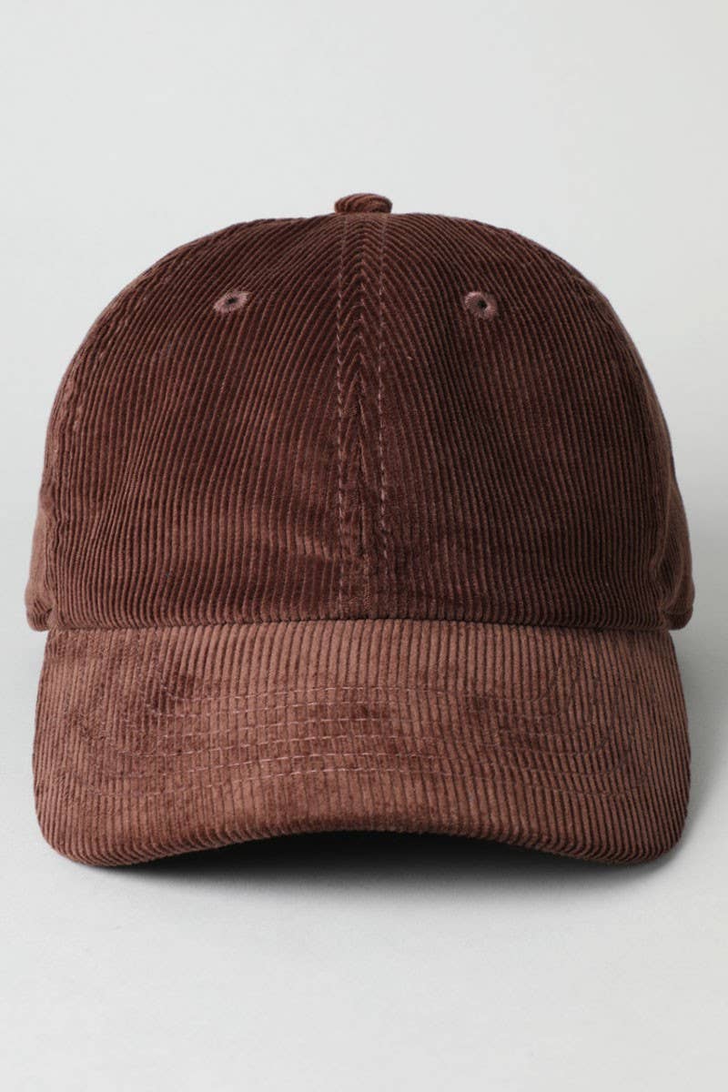Corduroy Cotton Baseball Cap: Dark Brown