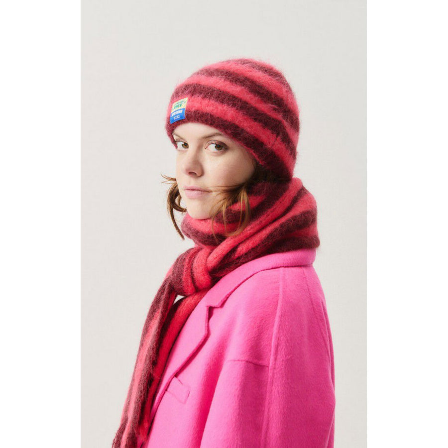American Vintage Bymi Beanie  - Burgundy and Hortensia Striped
