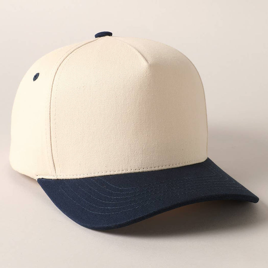 Plain Two Tone Canvas Cotton Baseball Cap : BGD / ONE SIZE