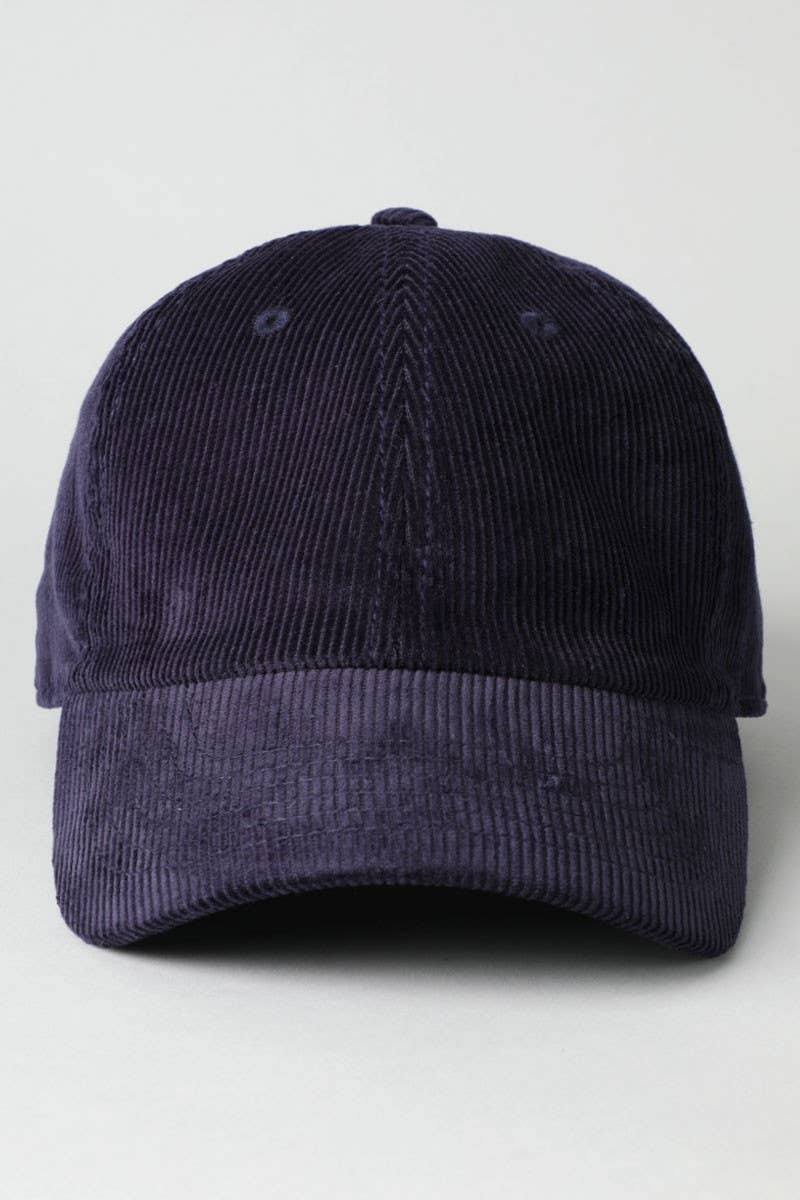 Corduroy Adjustable Baseball Cap: Navy