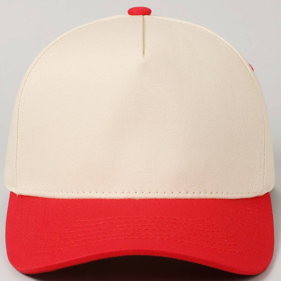 Plain Two Tone Canvas Cotton Baseball Cap : BGD / ONE SIZE