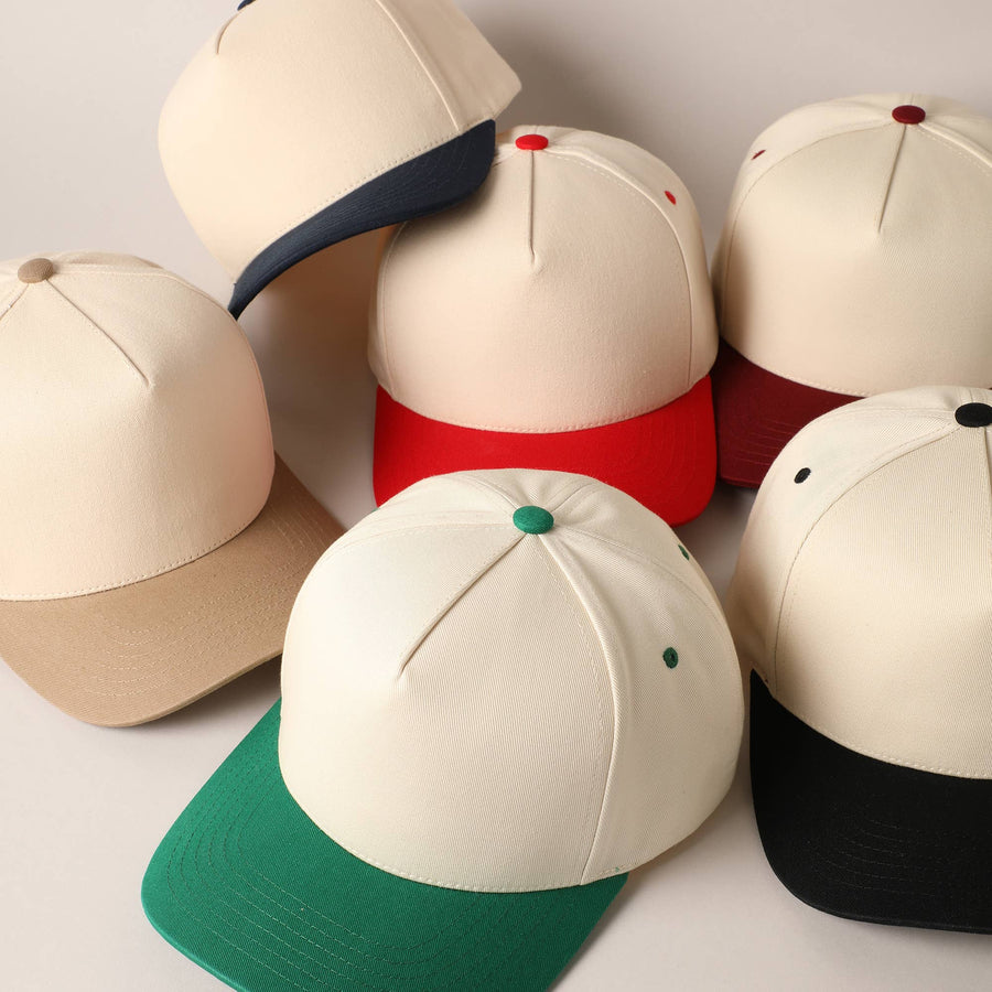 Plain Two Tone Canvas Cotton Baseball Cap : BGD / ONE SIZE