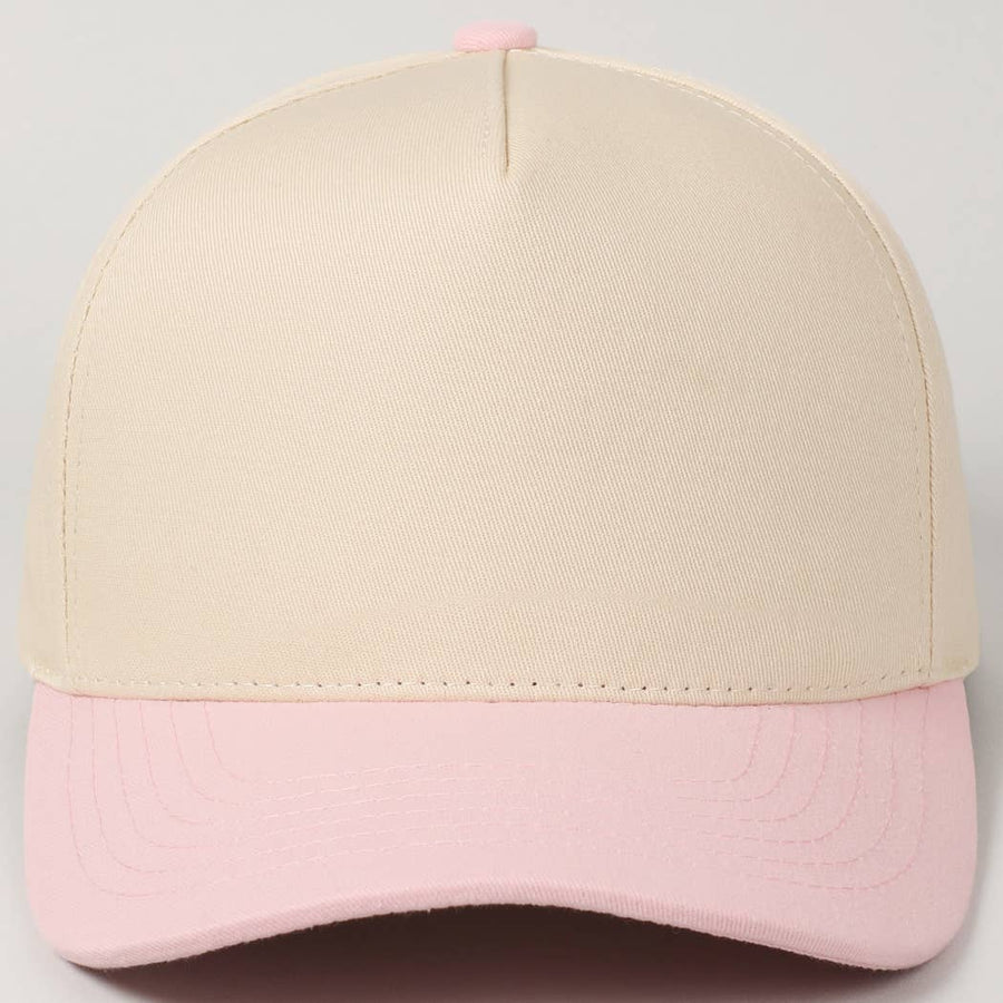 Plain Two Tone Canvas Cotton Baseball Cap : BGD / ONE SIZE