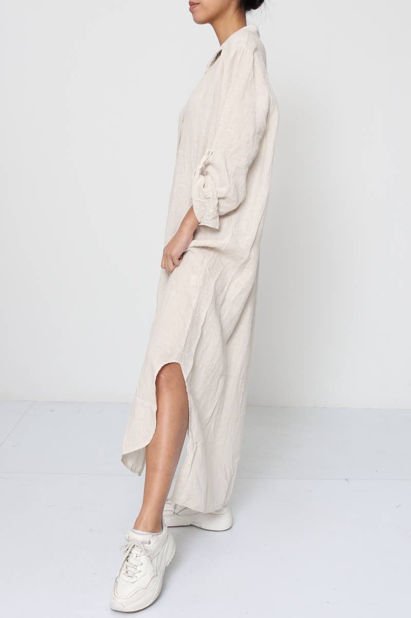 Lea & Luc linen long shirt dress : Blue jeans